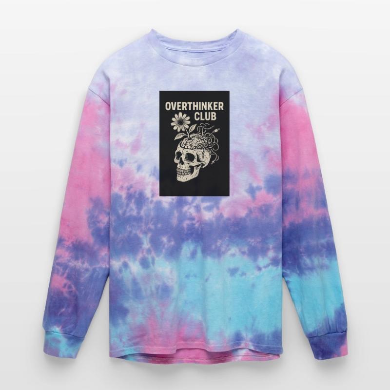 Overthinker Club – Grunge Skull & Brain Flowers Te