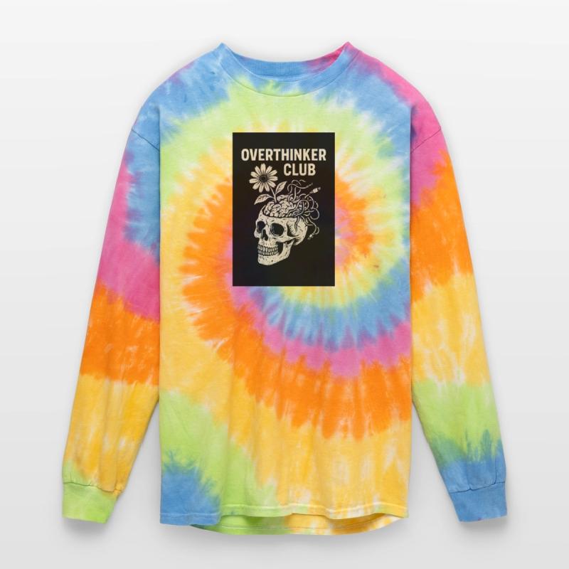 Overthinker Club – Grunge Skull & Brain Flowers Te