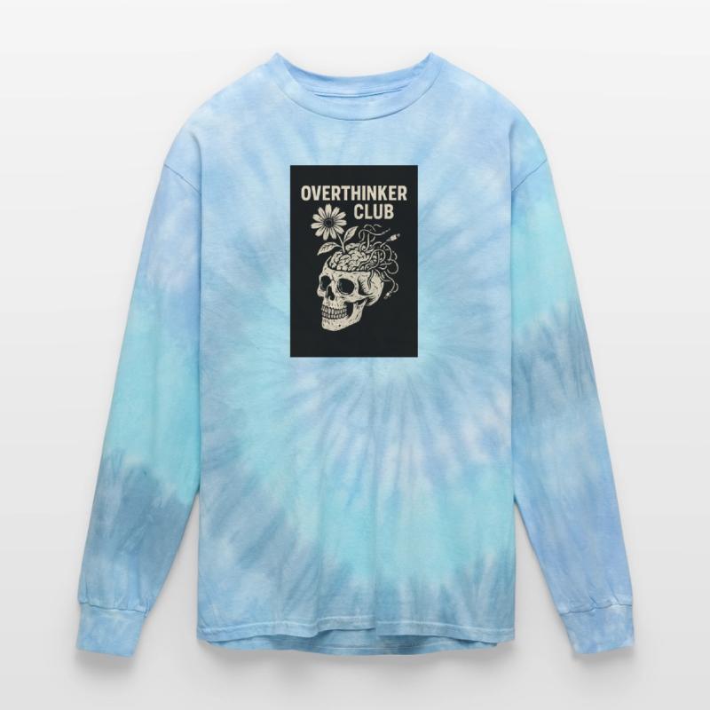 Overthinker Club – Grunge Skull & Brain Flowers Te