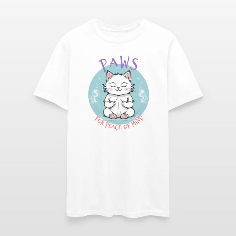 Paws For Peace Of Mind, White Cat Meditation
