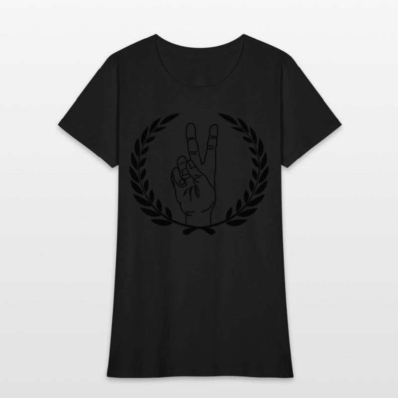 Peace sign in laurel wreath Hand gesture peace for