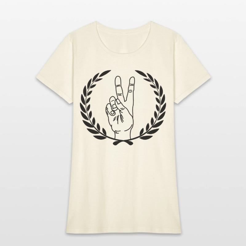 Peace sign in laurel wreath Hand gesture peace for