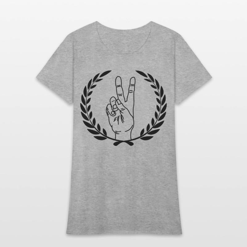 Peace sign in laurel wreath Hand gesture peace for