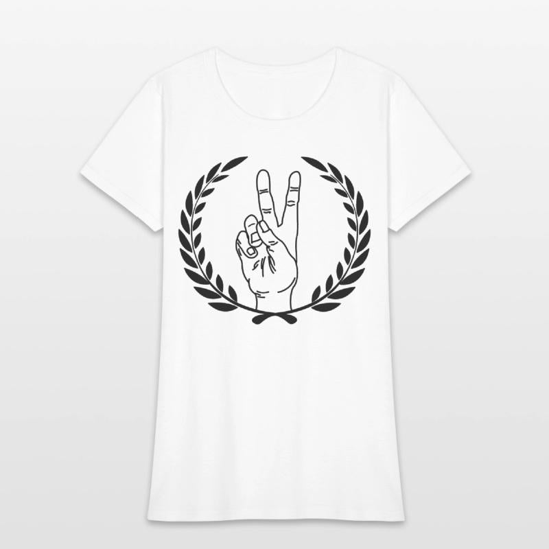Peace sign in laurel wreath Hand gesture peace for
