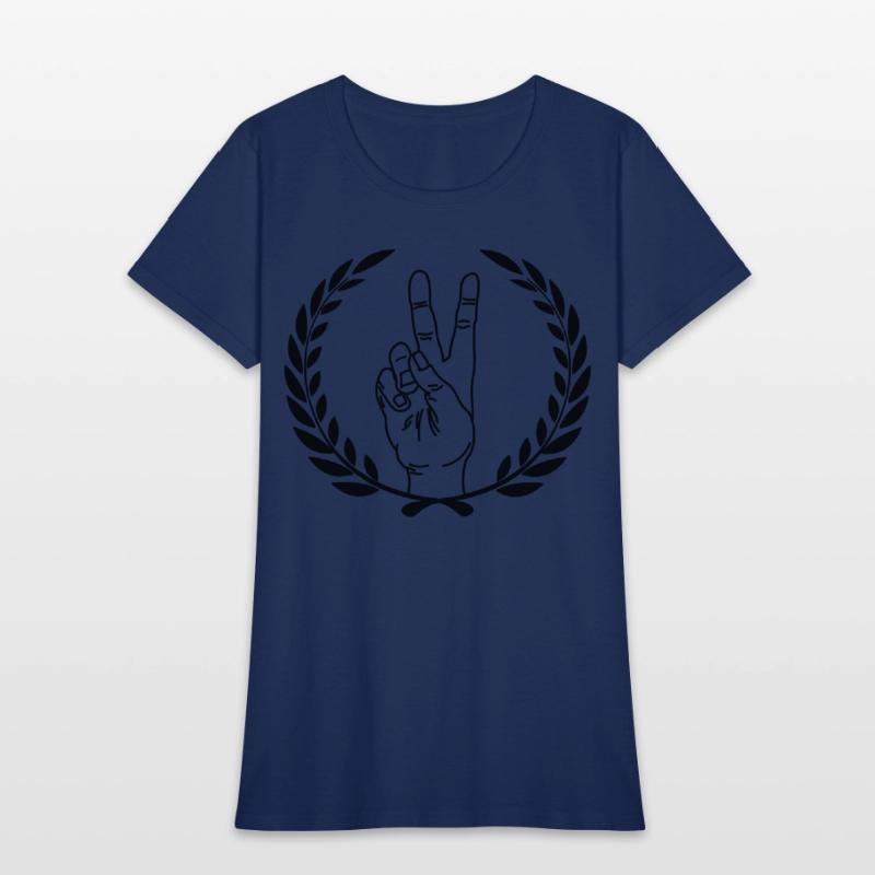 Peace sign in laurel wreath Hand gesture peace for
