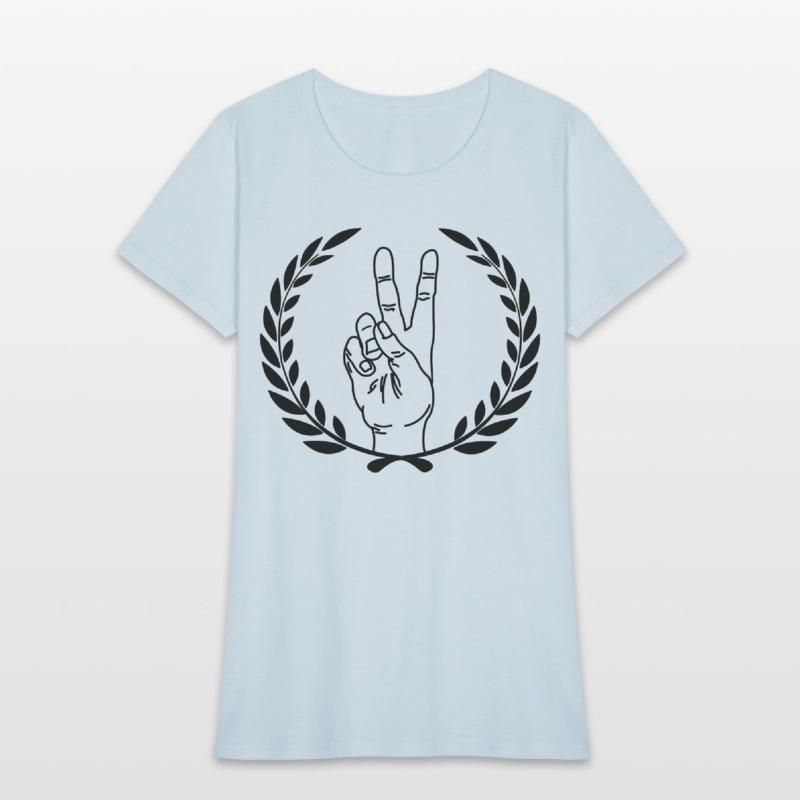 Peace sign in laurel wreath Hand gesture peace for