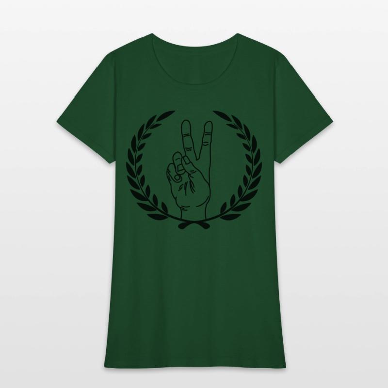 Peace sign in laurel wreath Hand gesture peace for