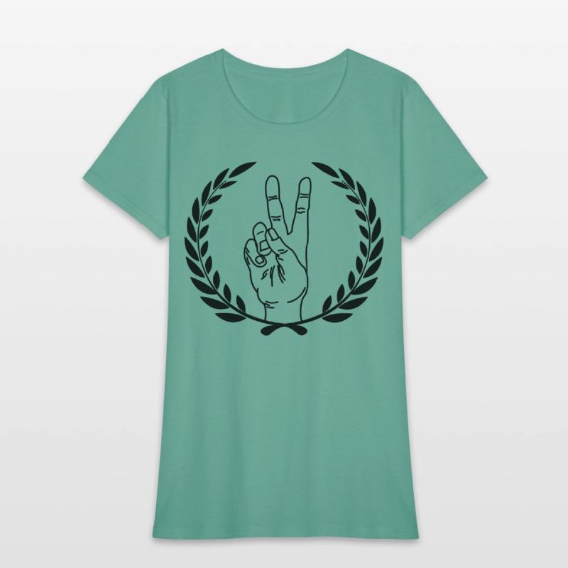 Peace sign in laurel wreath Hand gesture peace for