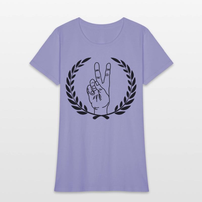 Peace sign in laurel wreath Hand gesture peace for