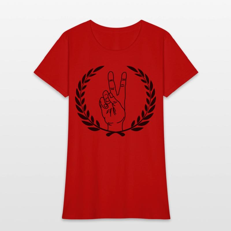 Peace sign in laurel wreath Hand gesture peace for
