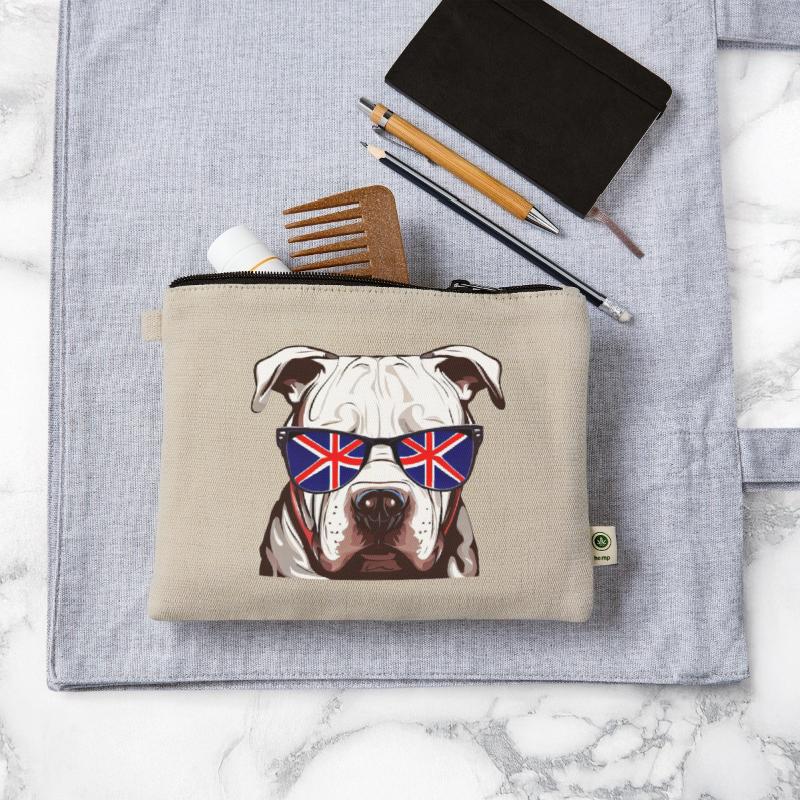 Pitbull Wearing Union Jack Sunglasses