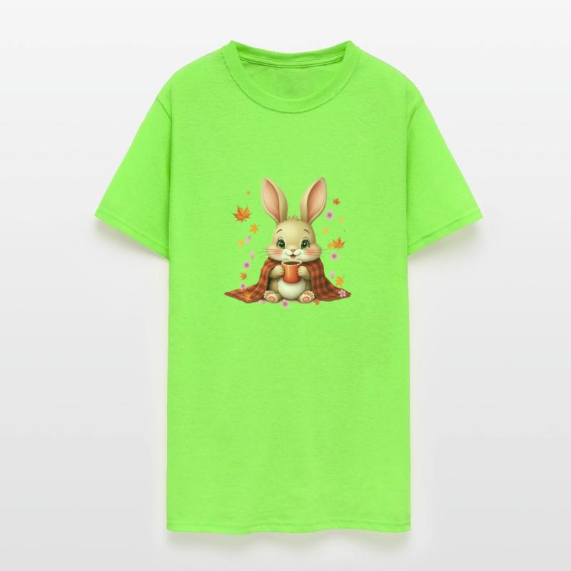 Rabbit Enjoying Coffee in blanket autumn