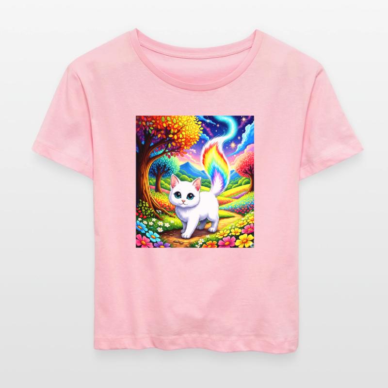 Rainbow Tail Cat in a Fantasy Flower Field