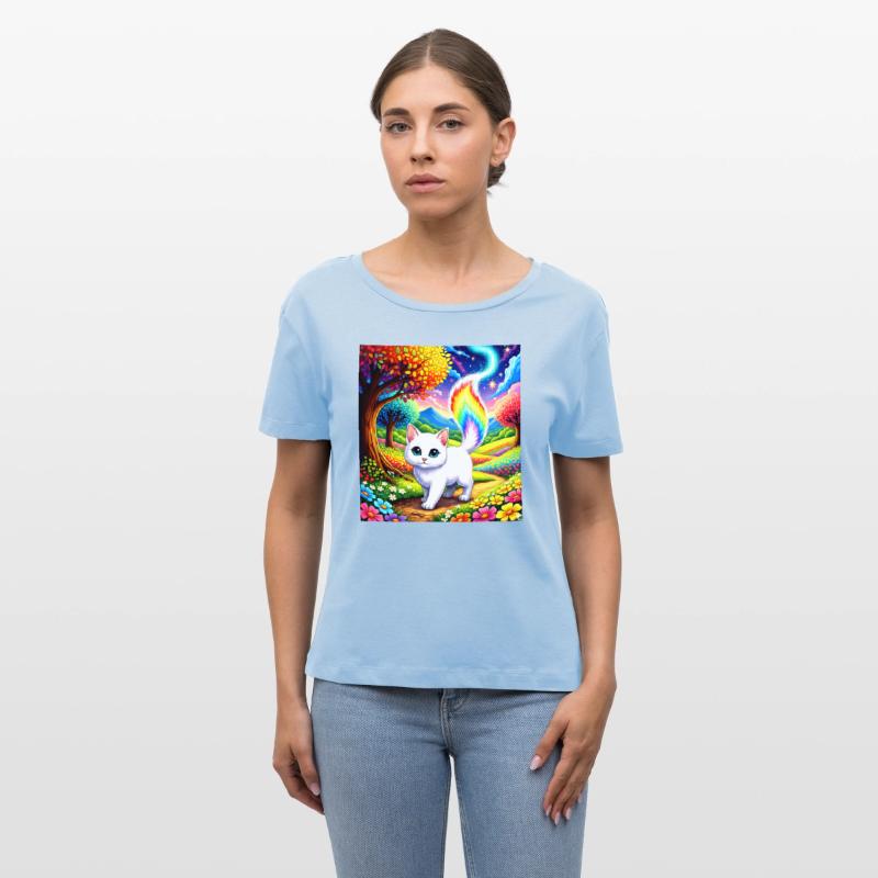 Rainbow Tail Cat in a Fantasy Flower Field