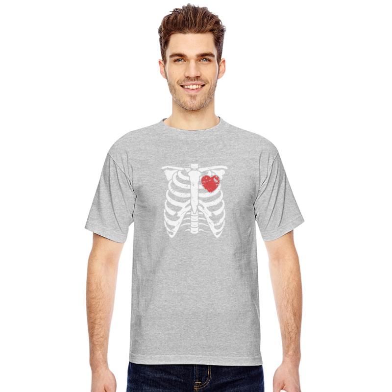 Rib Cage Skeleton Design with Distressed Red Heart