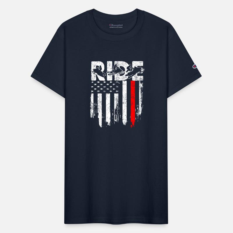 RIDE Snowmobile TShirt Snowmobiling American Flag