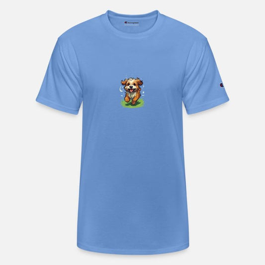 running dog on the grass