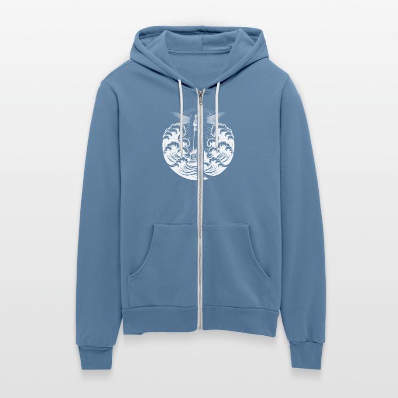 Shining Coastal Lighthouse In Heavy Waves