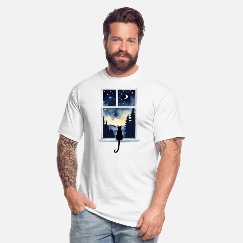 Silhouette of a Cat Looking Out of the Window