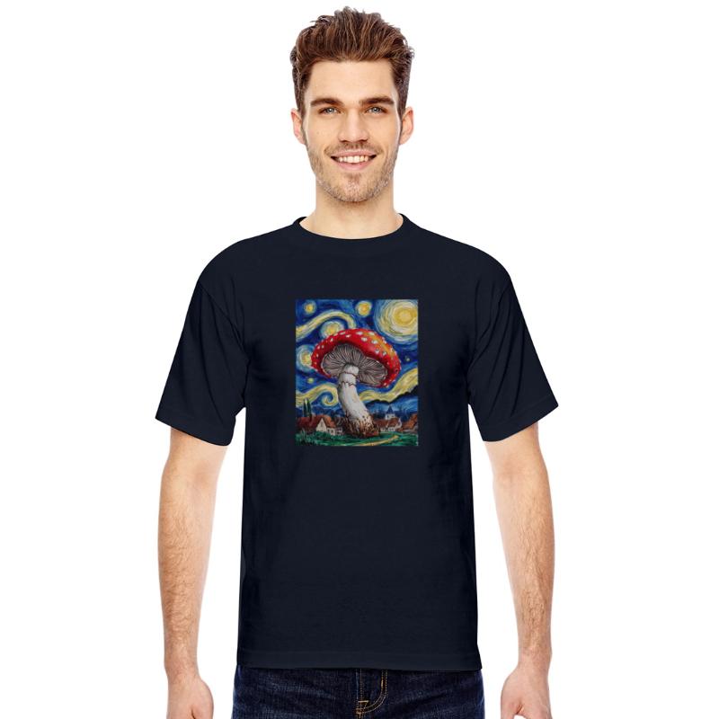 Starry Night Mushroom: Surreal Watercolor Dreamsca