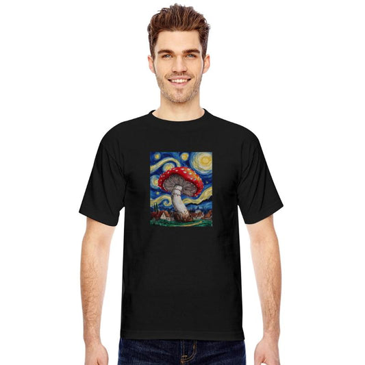 Starry Night Mushroom: Surreal Watercolor Dreamsca