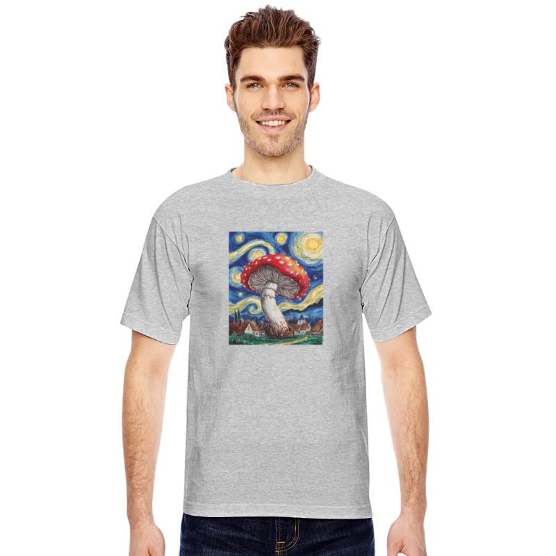 Starry Night Mushroom: Surreal Watercolor Dreamsca