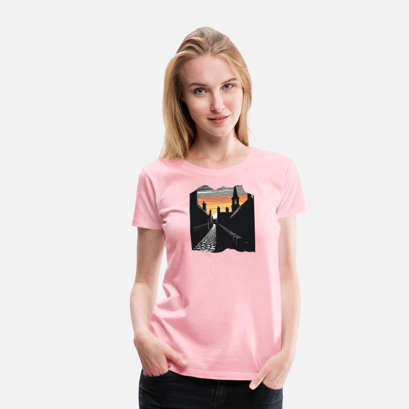 Sunset Over Historic Village Skyline