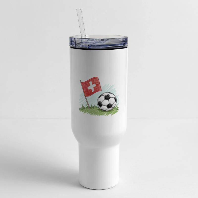 Switzerland flag and crayon-style soccer ball