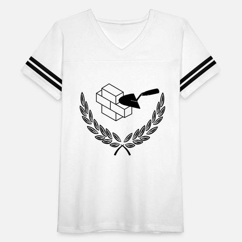 Trowel and building stones in laurel wreath Mason