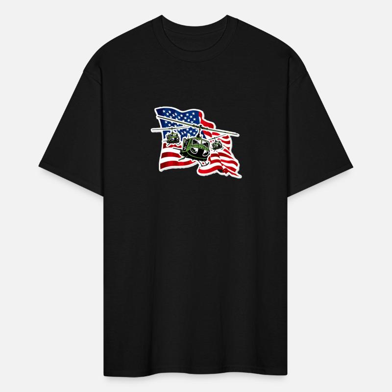 US Army UH 1 With US Flag Tshirt