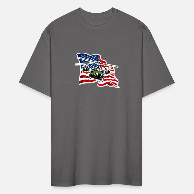 US Army UH 1 With US Flag Tshirt