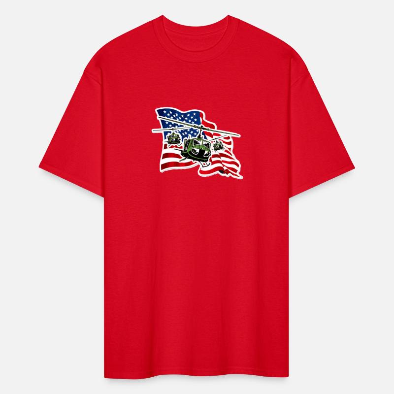 US Army UH 1 With US Flag Tshirt