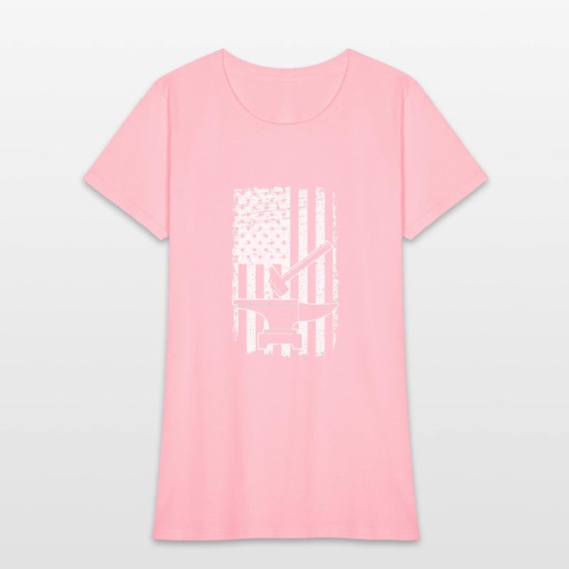 US Flag Patriotic American Blacksmith Hammer Anvil