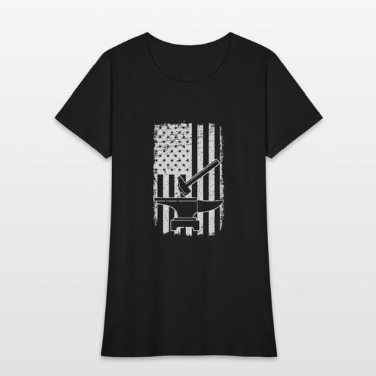 US Flag Patriotic American Blacksmith Hammer Anvil