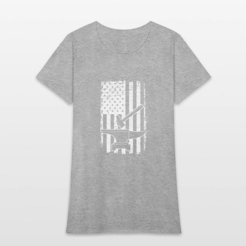 US Flag Patriotic American Blacksmith Hammer Anvil