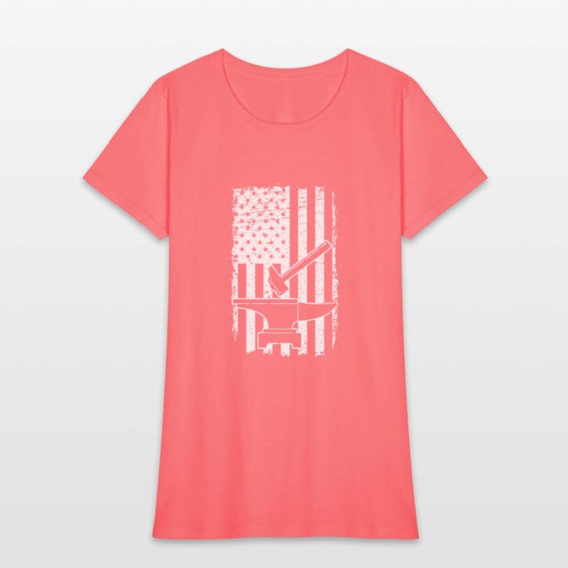 US Flag Patriotic American Blacksmith Hammer Anvil