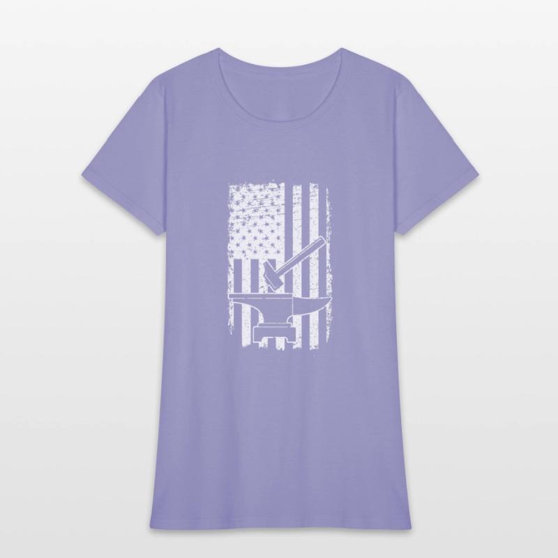 US Flag Patriotic American Blacksmith Hammer Anvil