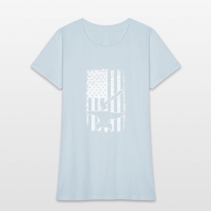 US Flag Patriotic American Blacksmith Hammer Anvil