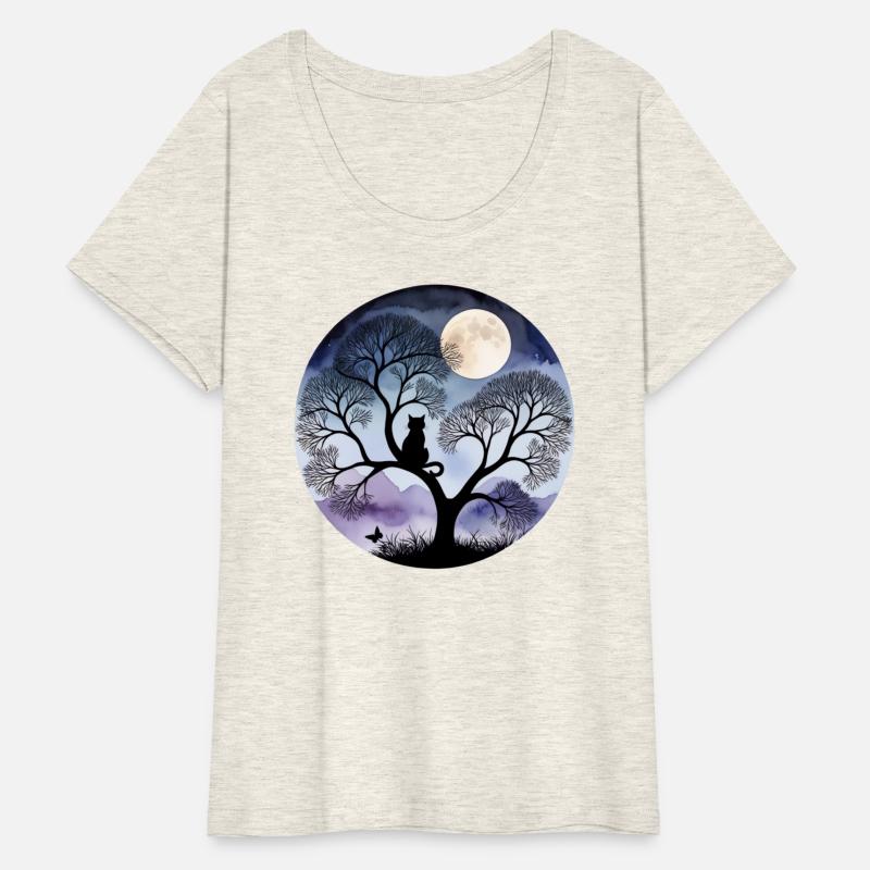 Watercolor Cat Silhouette at Night