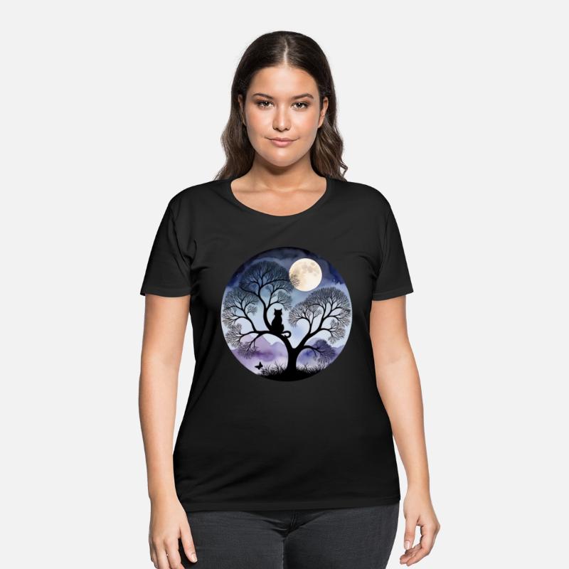 Watercolor Cat Silhouette at Night