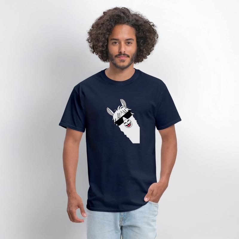 Waving alpaca comic lama in white with sunglasses