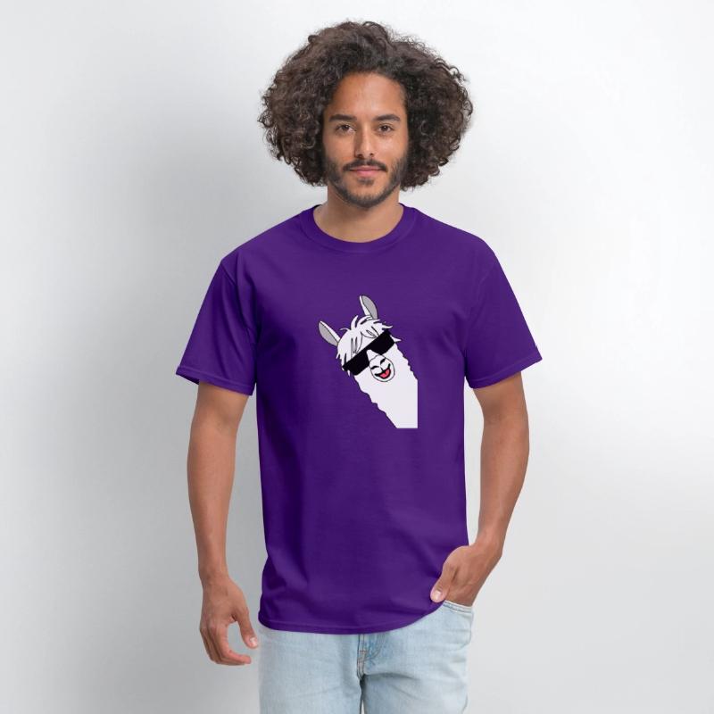 Waving alpaca comic lama in white with sunglasses