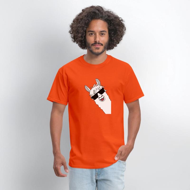 Waving alpaca comic lama in white with sunglasses