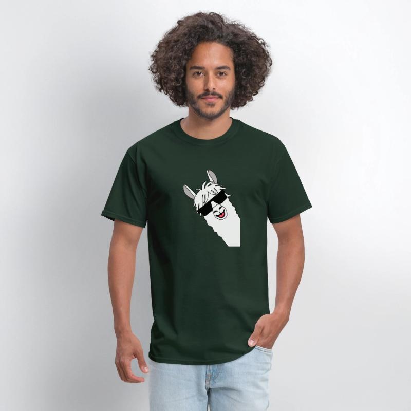 Waving alpaca comic lama in white with sunglasses