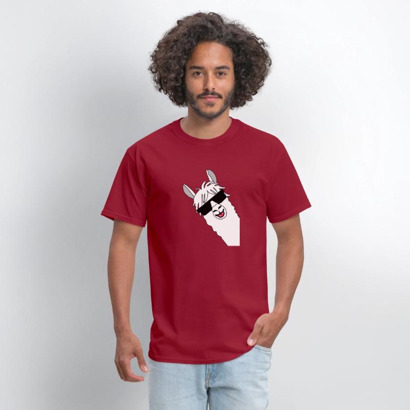 Waving alpaca comic lama in white with sunglasses