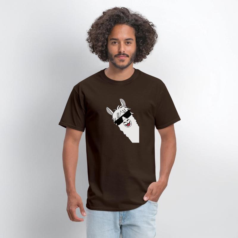 Waving alpaca comic lama in white with sunglasses