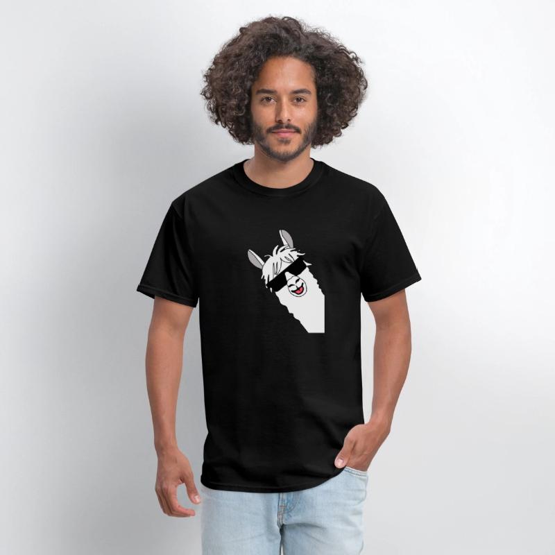 Waving alpaca comic lama in white with sunglasses