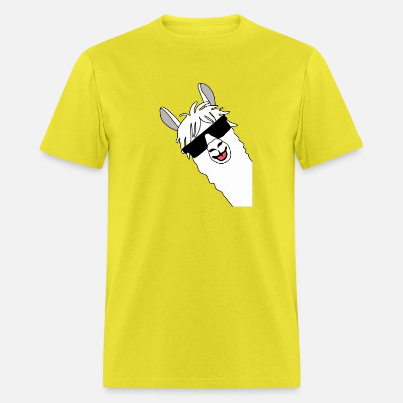 Waving alpaca comic lama in white with sunglasses