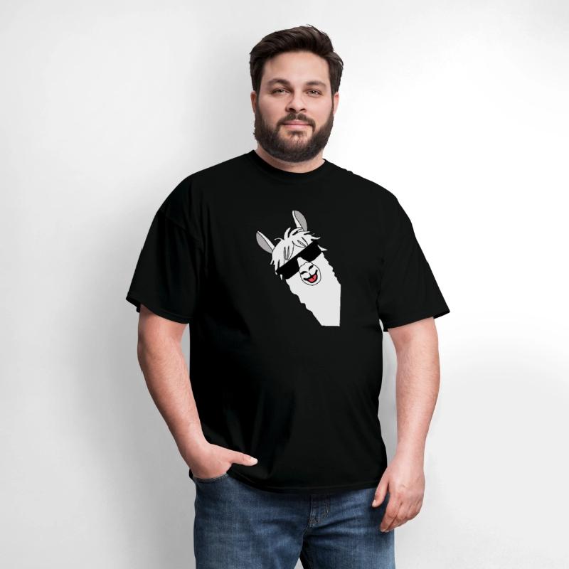 Waving alpaca comic lama in white with sunglasses