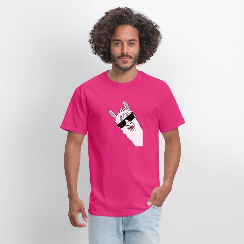 Waving alpaca comic lama in white with sunglasses